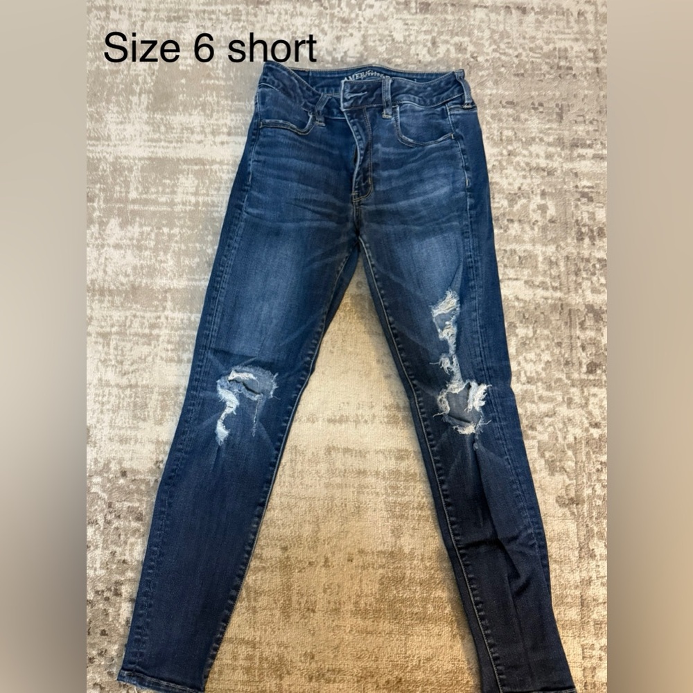 American Eagle Outfitters Dark Blue Ripped Skinny Jeans